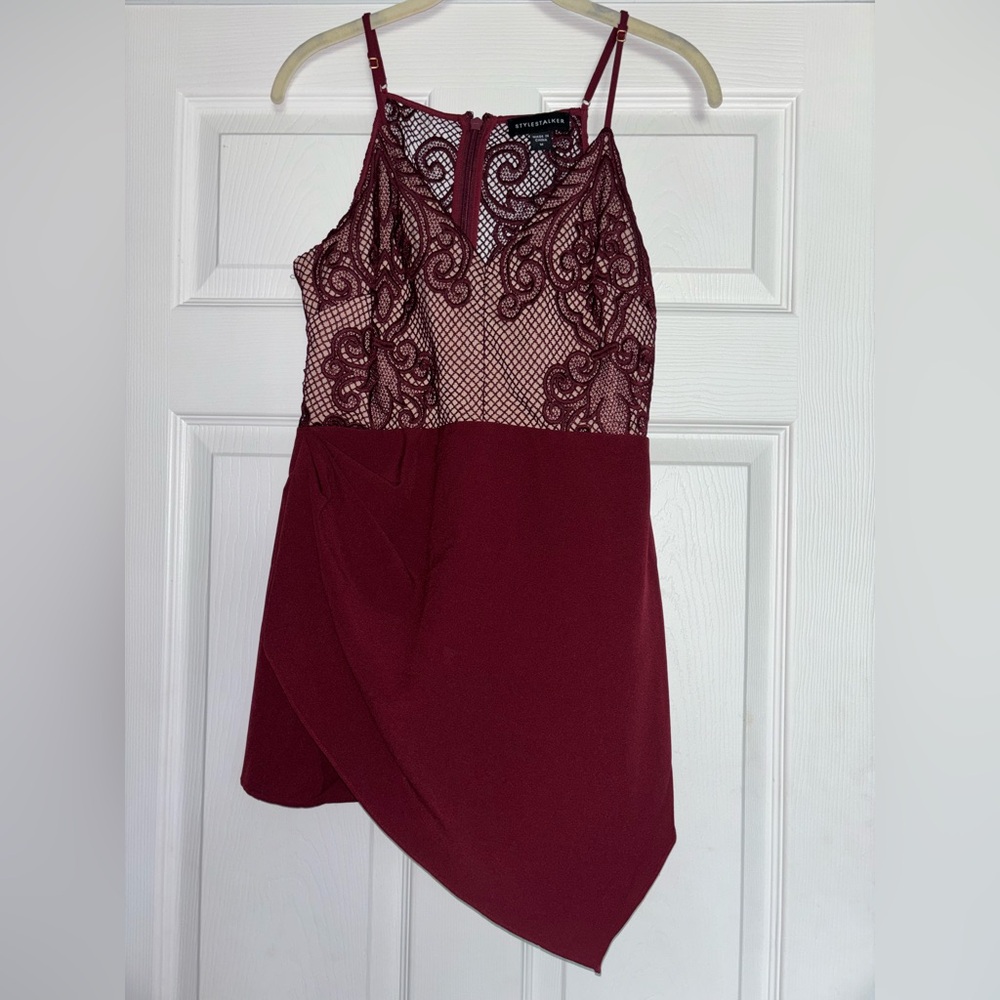 Stylestalker Deep Red Lace Top